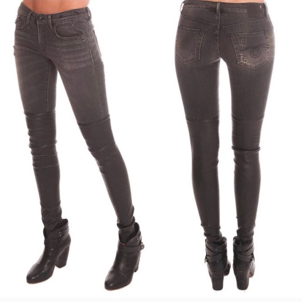 R13 Women's Black Knee Chaps Shredded Jeans NWOT